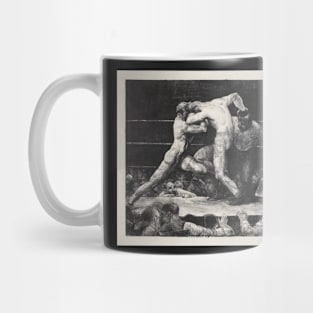 Black and white illustration of boxing. Mug